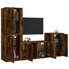 Meuble TV Vintage Bois Foncé Effet Chêne Fumé - 4 Pièces-Mon Meuble TV-Chêne fumé-3