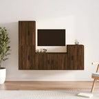 Meuble TV Vintage Bois Foncé Effet Chêne Fumé - 4 Pièces-Mon Meuble TV-Chêne marron-12