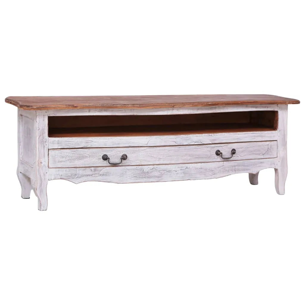 Meuble TV Vintage en Acajou Massif - 120 cm-Mon Meuble TV-Blanc-1