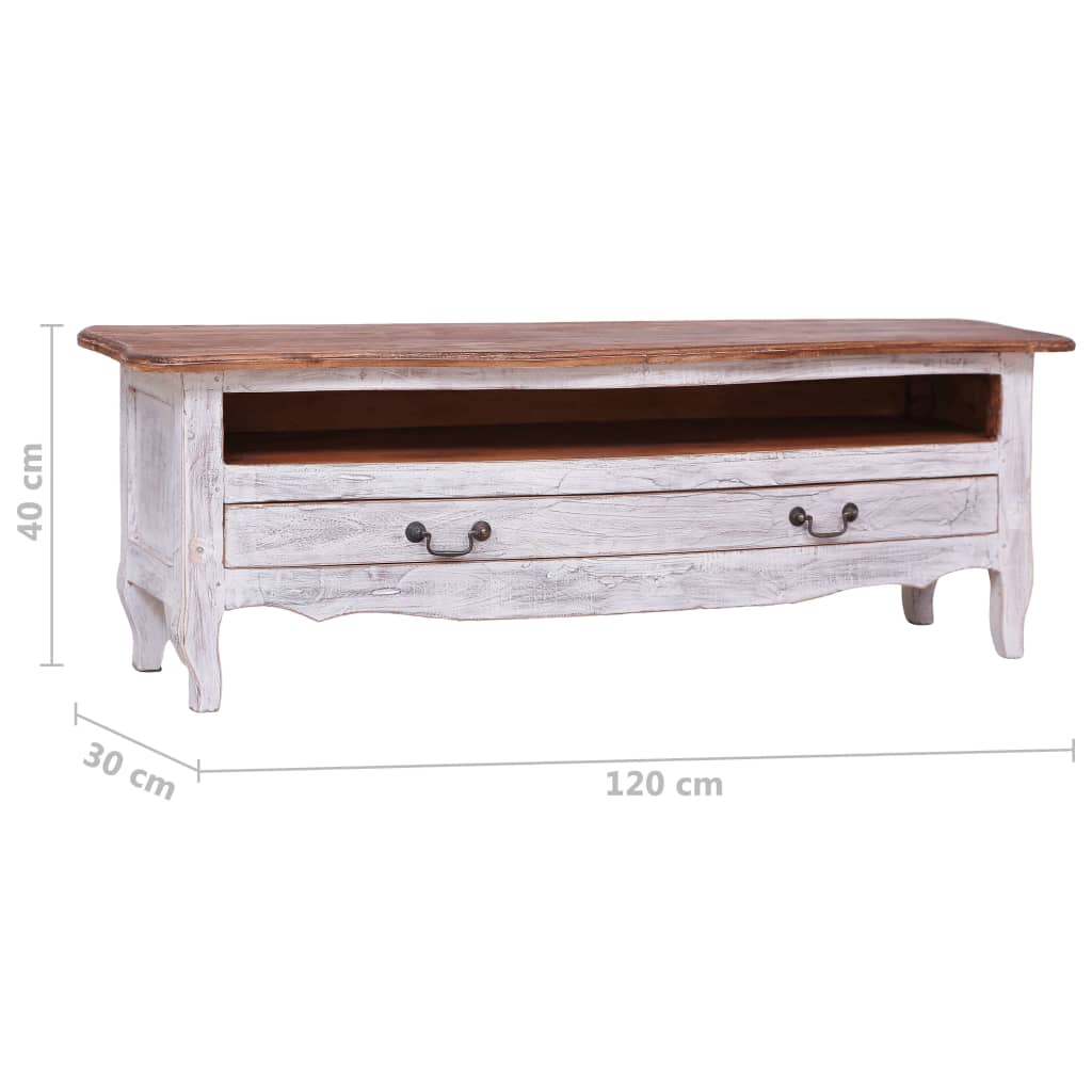 Meuble TV Vintage en Acajou Massif - 120 cm-Mon Meuble TV-Blanc-9