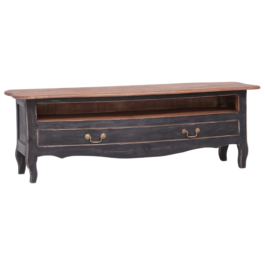 Meuble TV Vintage en Acajou Massif - 120 cm-Mon Meuble TV-Noir-10
