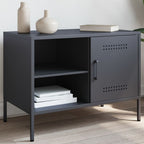 Meuble TV Vintage en Acier Blanc - Lot de 2-Mon Meuble TV-Anthracite-1-13