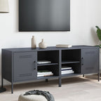 Meuble TV Vintage en Acier Blanc - Lot de 2-Mon Meuble TV-Anthracite-2-21