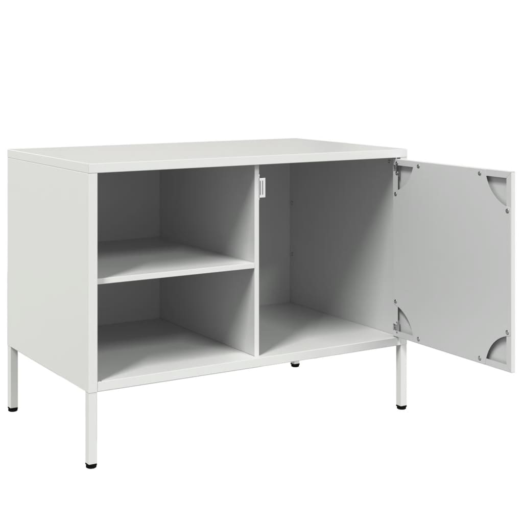 Meuble TV Vintage en Acier Blanc - Lot de 2-Mon Meuble TV-Blanc-1-10