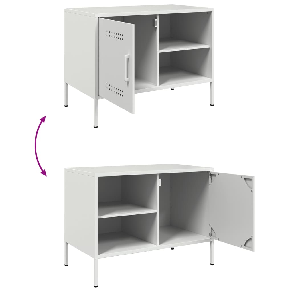 Meuble TV Vintage en Acier Blanc - Lot de 2-Mon Meuble TV-Blanc-1-12