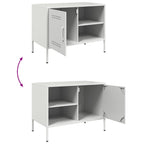 Meuble TV Vintage en Acier Blanc - Lot de 2-Mon Meuble TV-Blanc-1-12