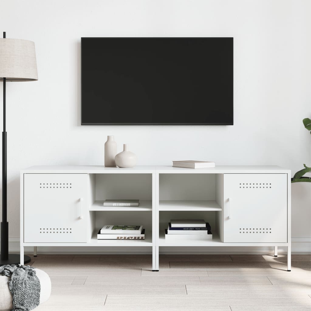 Meuble TV Vintage en Acier Blanc - Lot de 2-Mon Meuble TV-Blanc-1-3