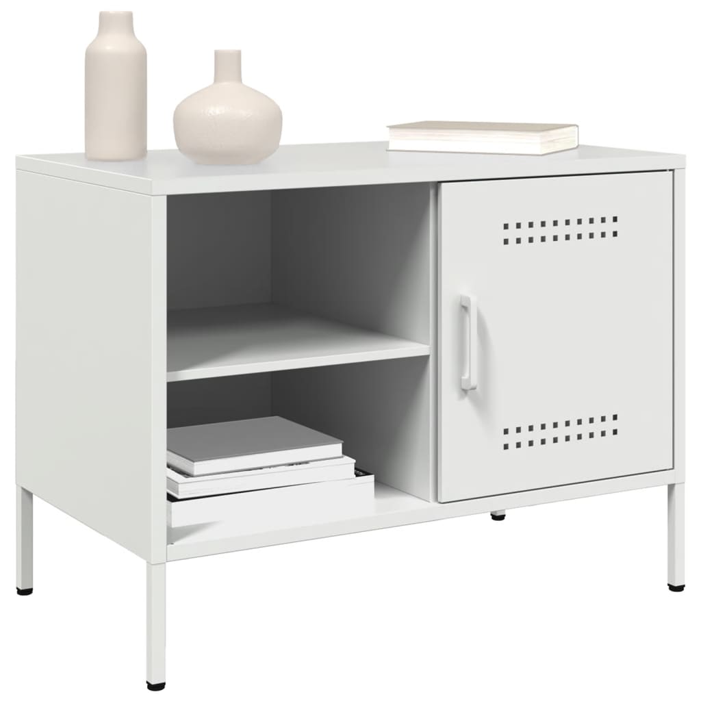 Meuble TV Vintage en Acier Blanc - Lot de 2-Mon Meuble TV-Blanc-1-4