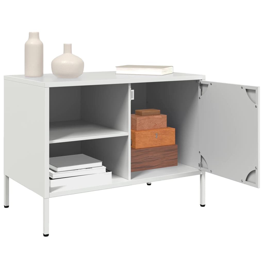 Meuble TV Vintage en Acier Blanc - Lot de 2-Mon Meuble TV-Blanc-1-5
