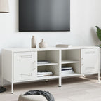 Meuble TV Vintage en Acier Blanc - Lot de 2-Mon Meuble TV-Blanc-2-1