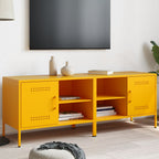 Meuble TV Vintage en Acier Blanc - Lot de 2-Mon Meuble TV-Jaune-2-22