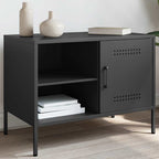 Meuble TV Vintage en Acier Blanc - Lot de 2-Mon Meuble TV-Noir-1-16