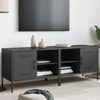 Meuble TV Vintage en Acier Blanc - Lot de 2-Mon Meuble TV-Noir-2-20