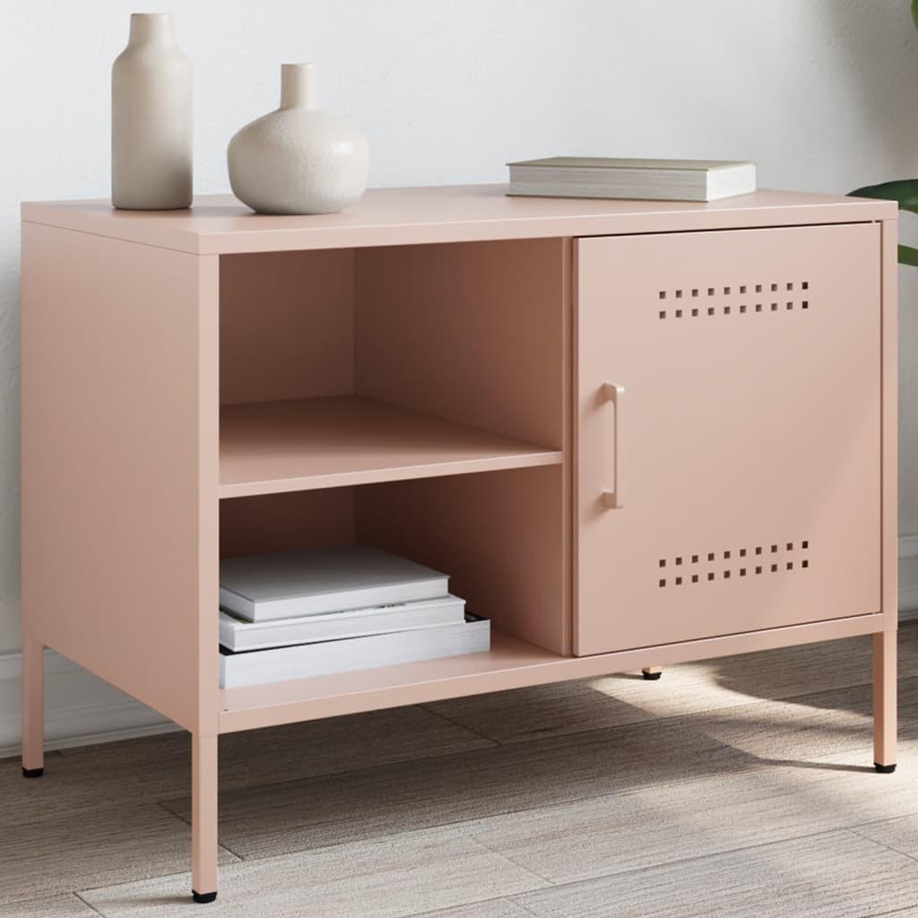 Meuble TV Vintage en Acier Blanc - Lot de 2-Mon Meuble TV-Rose-1-15