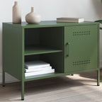 Meuble TV Vintage en Acier Blanc - Lot de 2-Mon Meuble TV-Vert-1-18