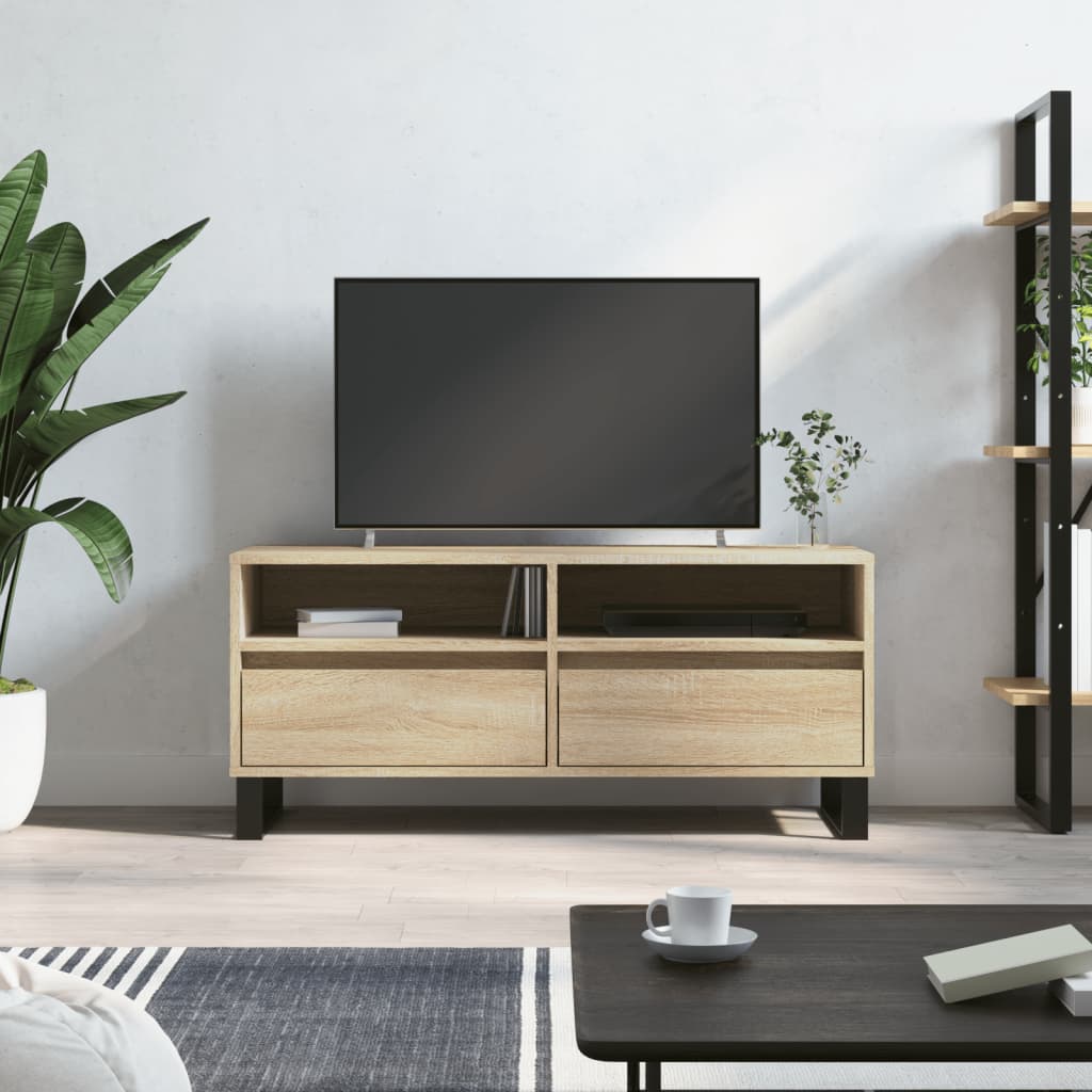 Meuble TV Vintage Gris Effet Béton - 100 cm-Mon Meuble TV-2