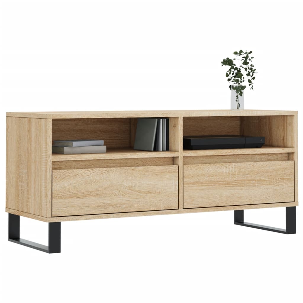 Meuble TV Vintage Gris Effet Béton - 100 cm-Mon Meuble TV-3