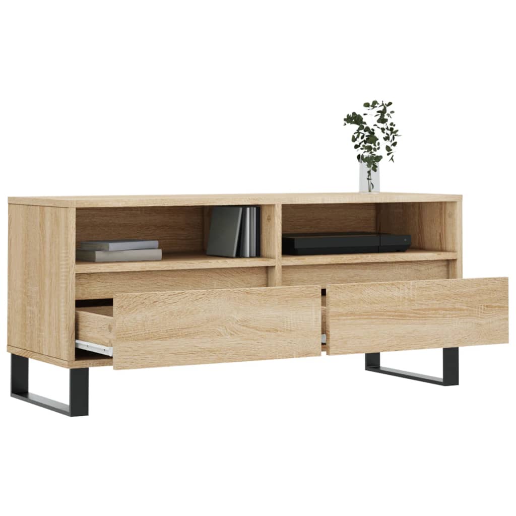 Meuble TV Vintage Gris Effet Béton - 100 cm-Mon Meuble TV-4