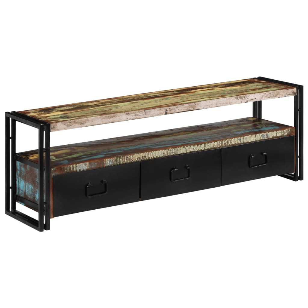 Meuble TV Vintage Industriel en Bois Recyclé - 120 cm-Mon Meuble TV-bois de récupération massif-1-10