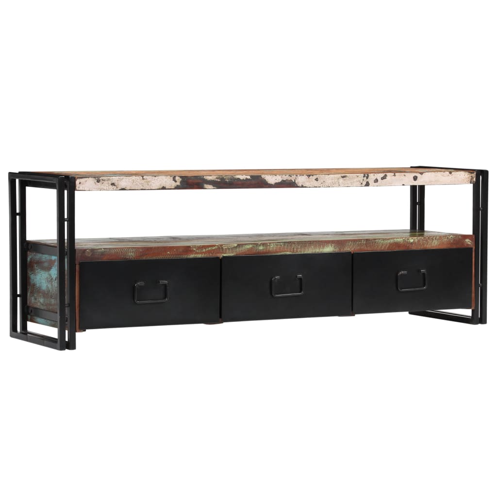 Meuble TV Vintage Industriel en Bois Recyclé - 120 cm-Mon Meuble TV-bois de récupération massif-1-11
