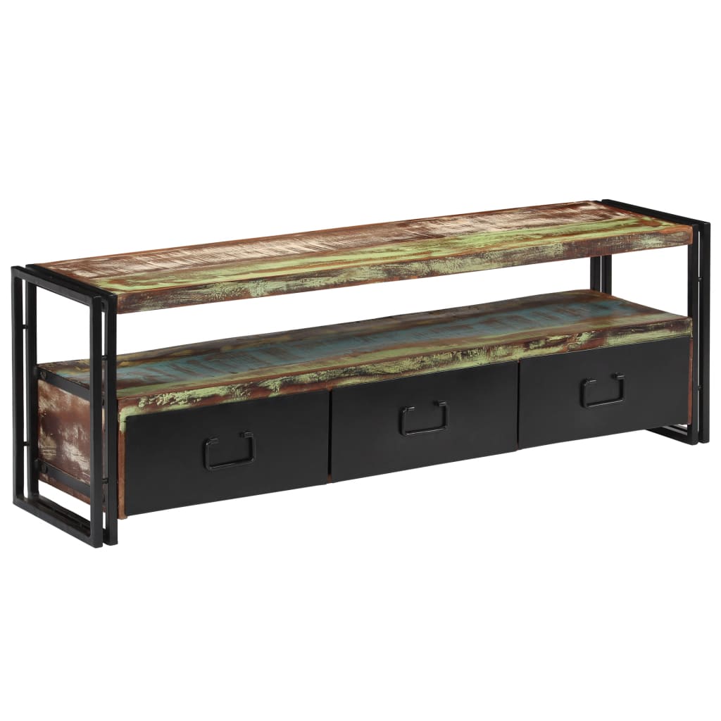Meuble TV Vintage Industriel en Bois Recyclé - 120 cm-Mon Meuble TV-bois de récupération massif-1-12