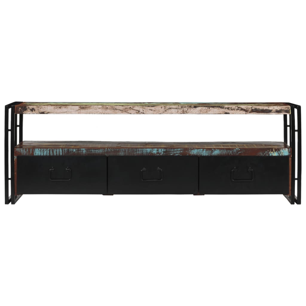 Meuble TV Vintage Industriel en Bois Recyclé - 120 cm-Mon Meuble TV-bois de récupération massif-1-2