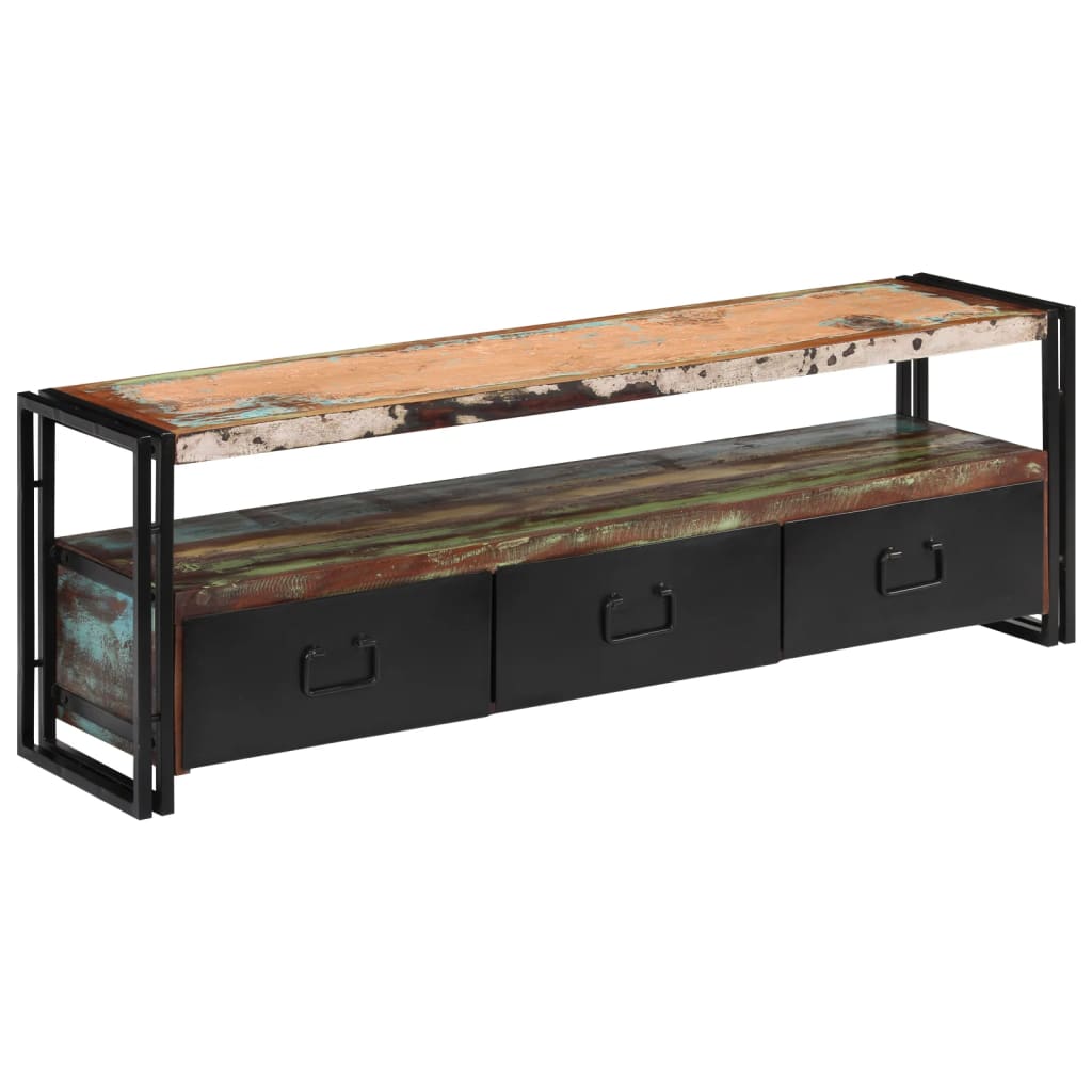 Meuble TV Vintage Industriel en Bois Recyclé - 120 cm-Mon Meuble TV-bois de récupération massif-1-9