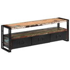 Meuble TV Vintage Industriel en Bois Recyclé - 120 cm-Mon Meuble TV-bois de récupération massif-1-9