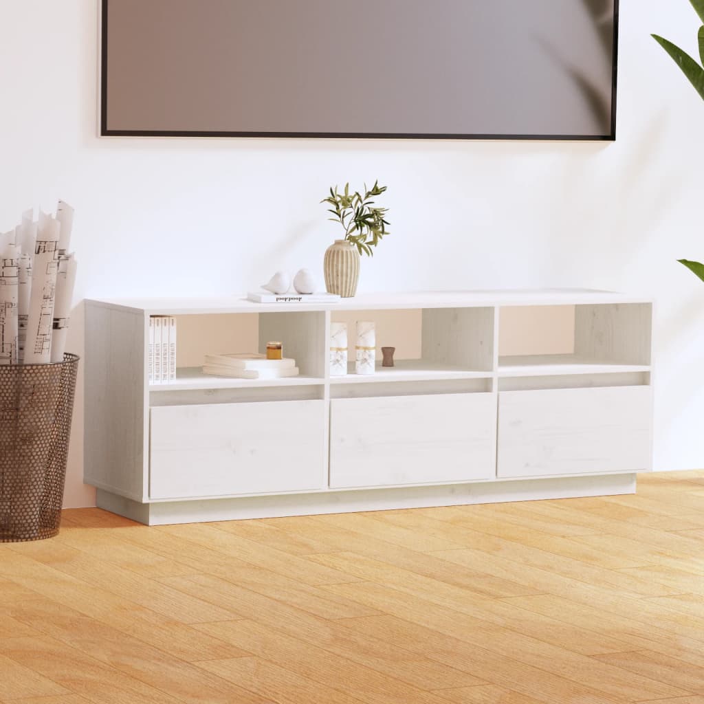 Meuble TV Vintage Marron en Pin Massif - 140 cm-Mon Meuble TV-Blanc-1-14
