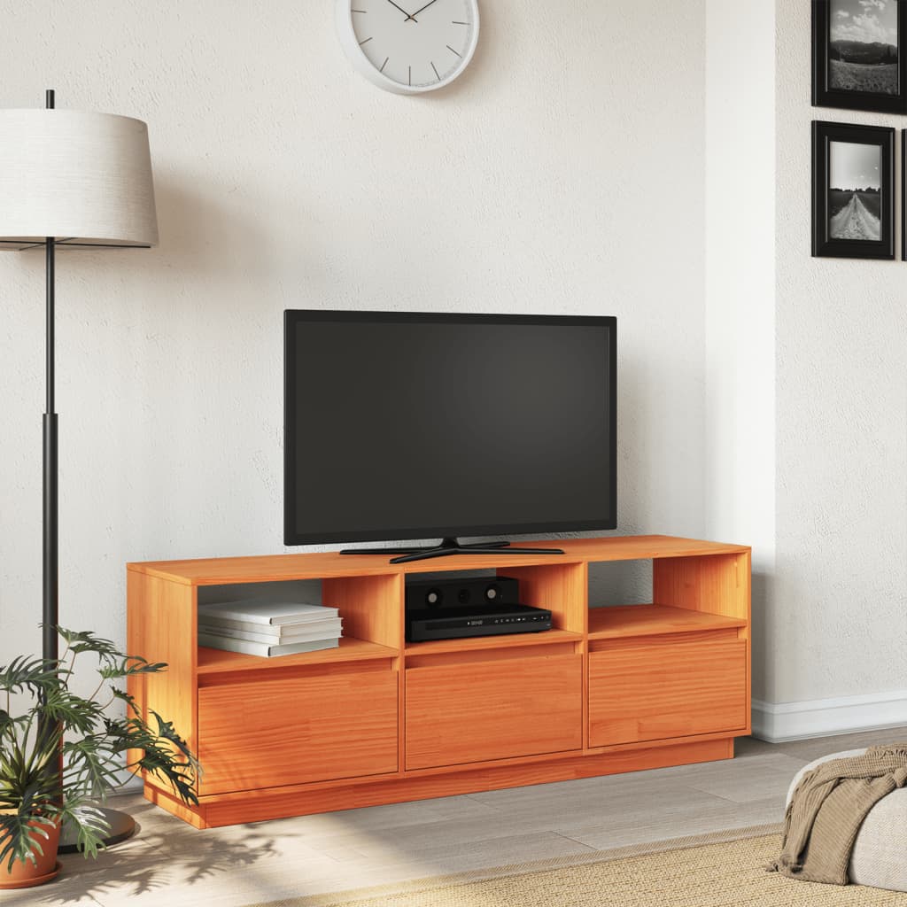 Meuble TV Vintage Marron en Pin Massif - 140 cm-Mon Meuble TV-Marron-1-3