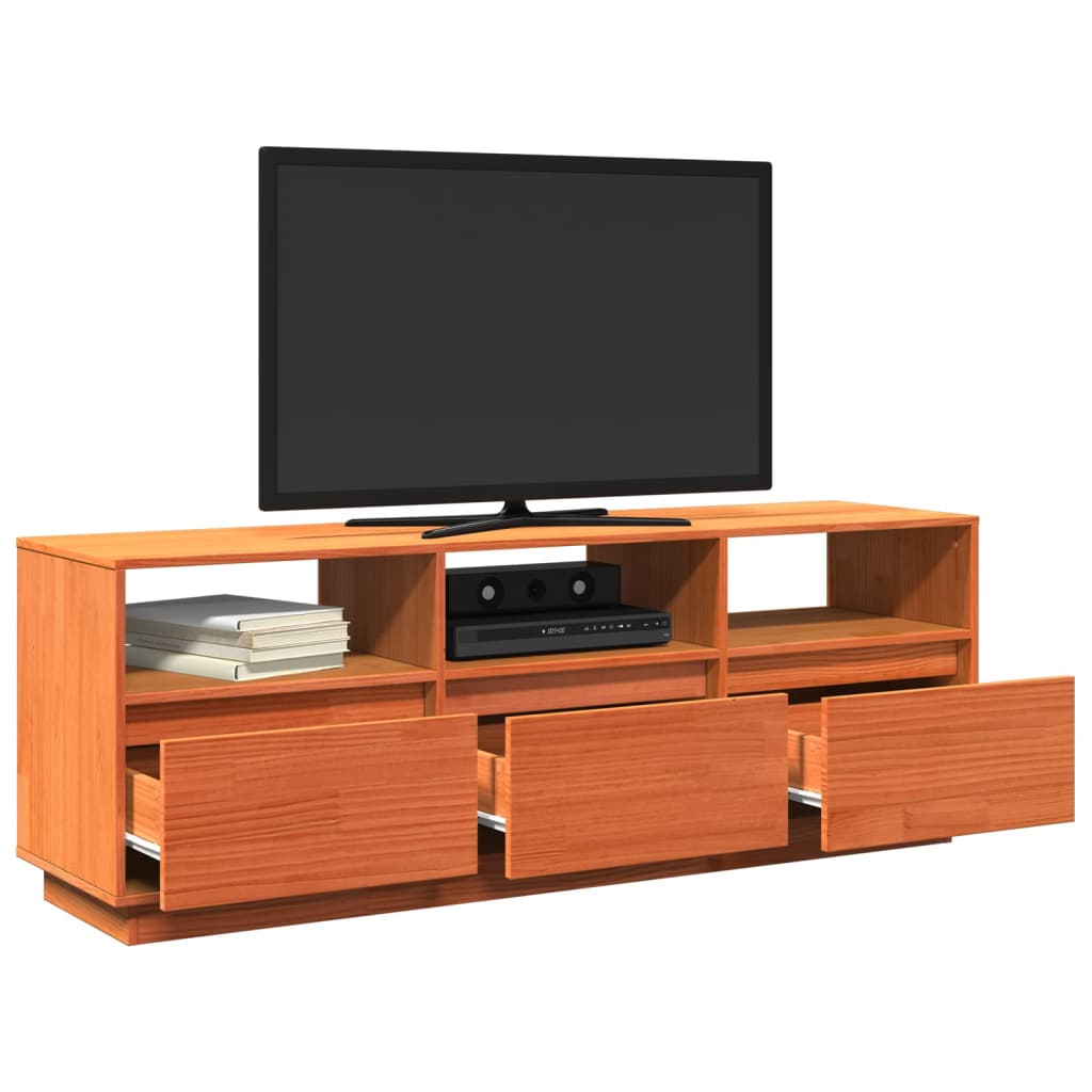 Meuble TV Vintage Marron en Pin Massif - 140 cm-Mon Meuble TV-Marron-1-5