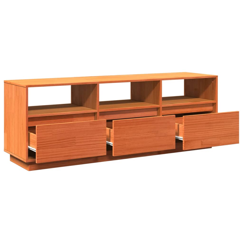 Meuble TV Vintage Marron en Pin Massif - 140 cm-Mon Meuble TV-Marron-1-9
