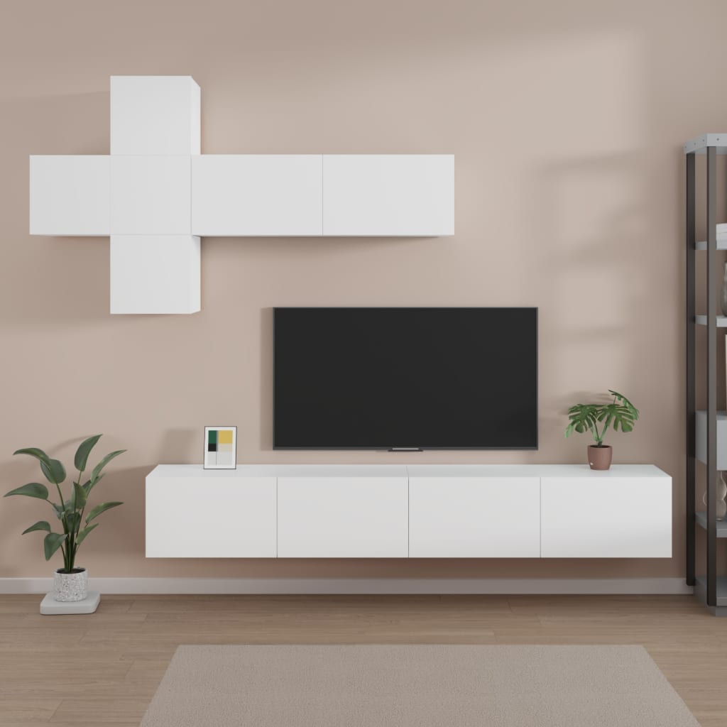 Meuble TV XXL Effet Chêne Sonoma Gris - 7 Pièces-Mon Meuble TV-Blanc-100 cm-7-15