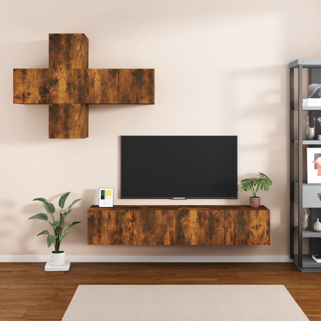 Meuble TV XXL Effet Chêne Sonoma Gris - 7 Pièces-Mon Meuble TV-Chêne fumé-60 cm-7-20