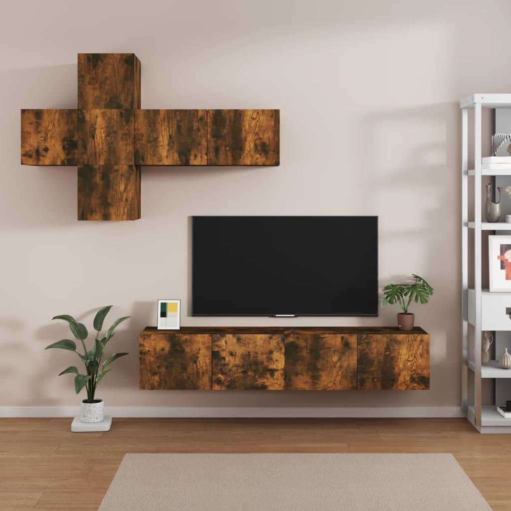 Meuble TV XXL Effet Chêne Sonoma Gris - 7 Pièces-Mon Meuble TV-Chêne fumé-80 cm-7-25