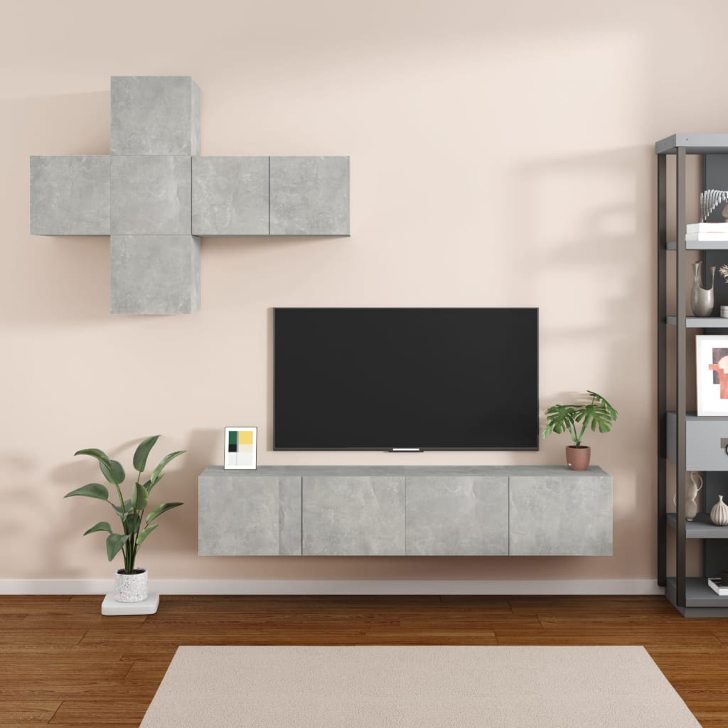 Meuble TV XXL Effet Chêne Sonoma Gris - 7 Pièces-Mon Meuble TV-Gris béton-60 cm-7-19
