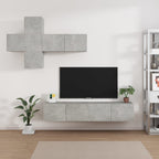 Meuble TV XXL Effet Chêne Sonoma Gris - 7 Pièces-Mon Meuble TV-Gris béton-80 cm-7-24