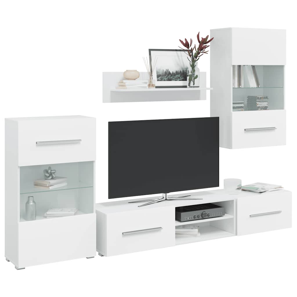 Mur Bibliothèque TV Laqué Noir et Blanc - 240 cm-Mon Meuble TV-Blanc-1-13