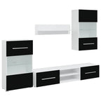 Mur Bibliothèque TV Laqué Noir et Blanc - 240 cm-Mon Meuble TV-Noir-1-2