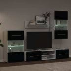 Mur Bibliothèque TV Laqué Noir et Blanc - 240 cm-Mon Meuble TV-Noir-1-4