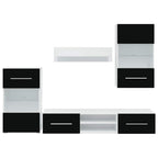 Mur Bibliothèque TV Laqué Noir et Blanc - 240 cm-Mon Meuble TV-Noir-1-5