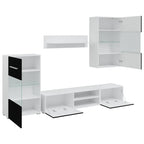 Mur Bibliothèque TV Laqué Noir et Blanc - 240 cm-Mon Meuble TV-Noir-1-6