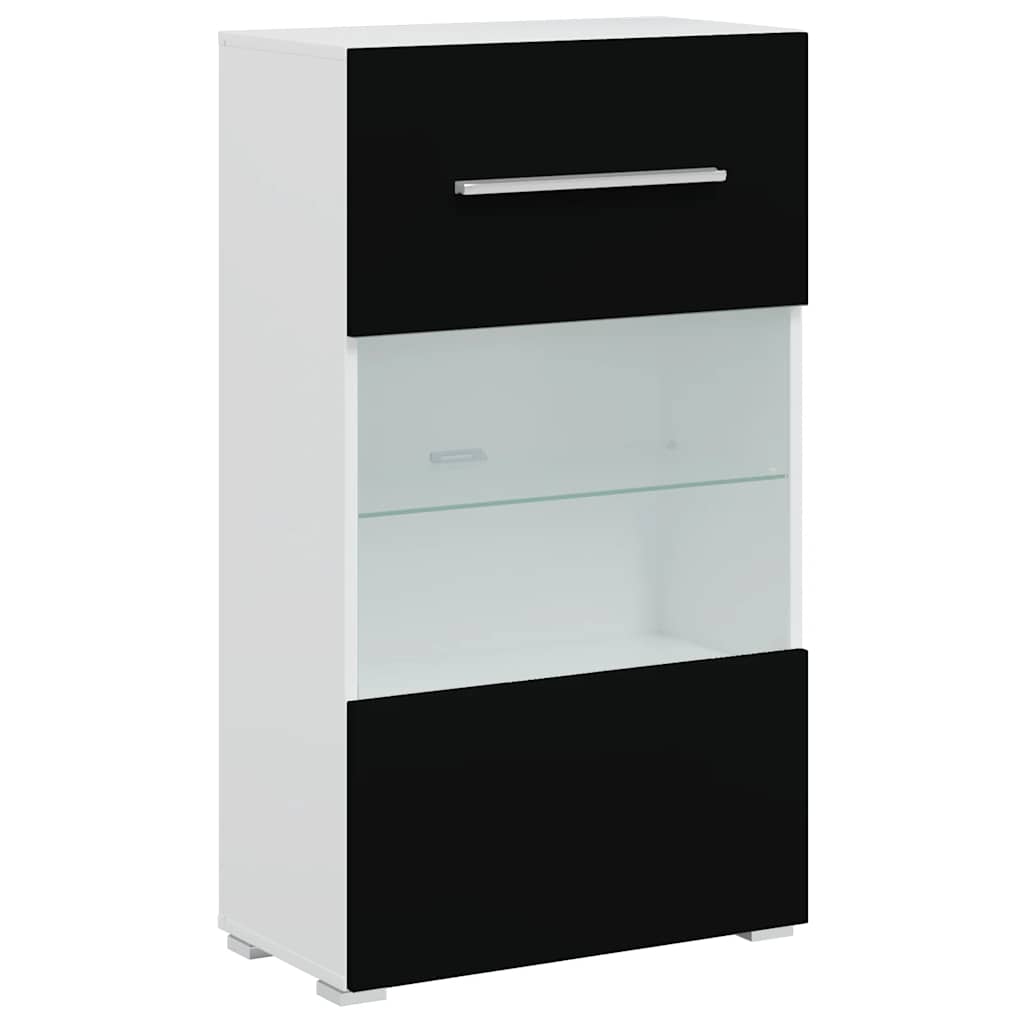 Mur Bibliothèque TV Laqué Noir et Blanc - 240 cm-Mon Meuble TV-Noir-1-7