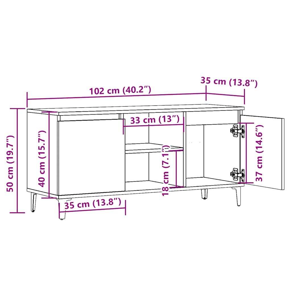 Petit Meuble TV 3 Tiroirs Effet Sonoma Gris - 102 cm-Mon Meuble TV-10