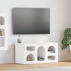 Petit Meuble TV Aspect Chêne Artisanal - 80 cm-Mon Meuble TV-Blanc-12