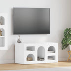 Petit Meuble TV Aspect Chêne Artisanal - 80 cm-Mon Meuble TV-Blanc brillant-16