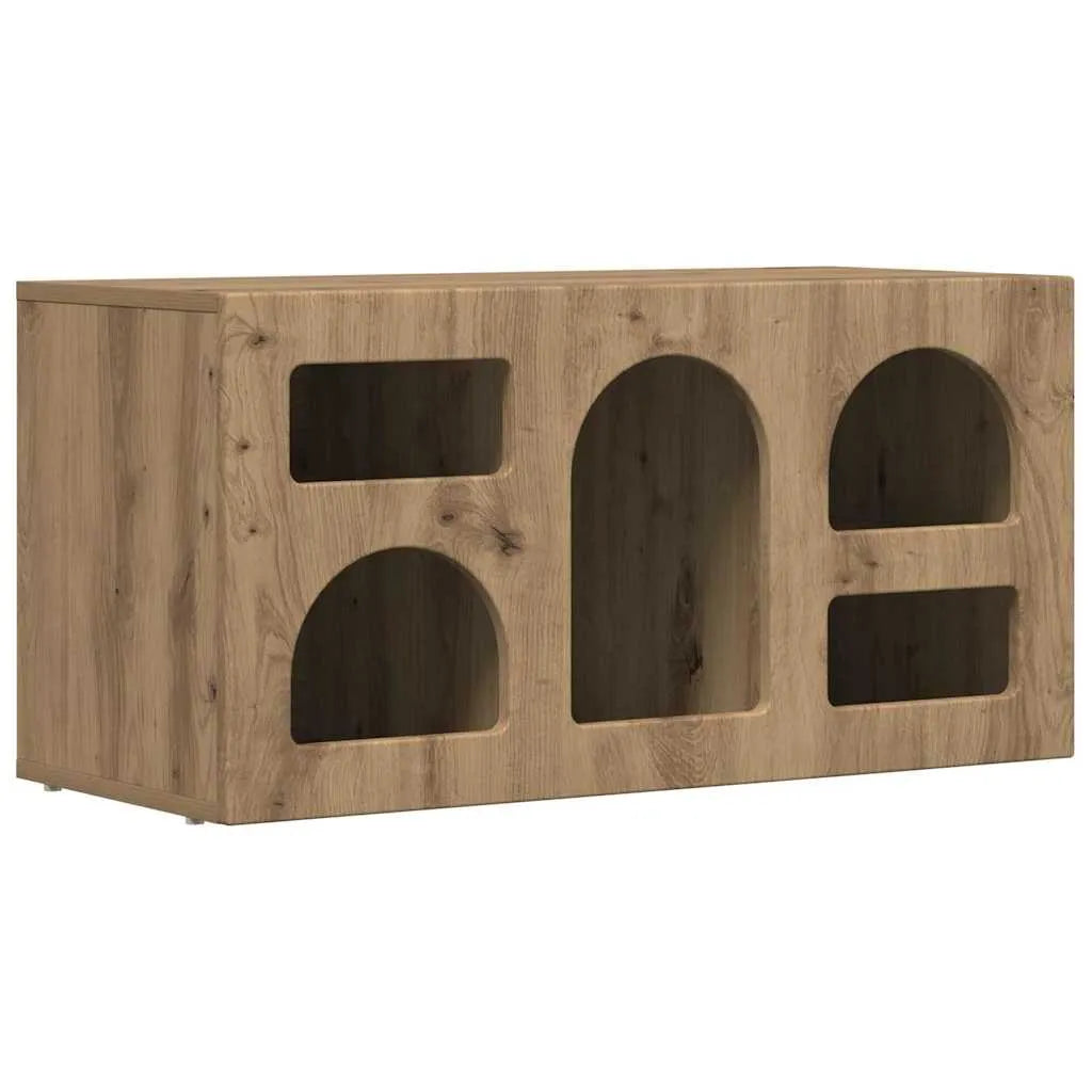 Petit Meuble TV Aspect Chêne Artisanal - 80 cm-Mon Meuble TV-Chêne artisanal-1