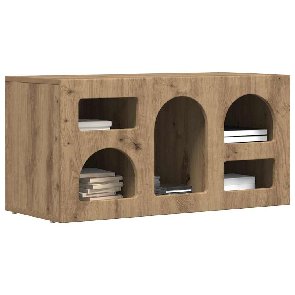 Petit Meuble TV Aspect Chêne Artisanal - 80 cm-Mon Meuble TV-Chêne artisanal-3
