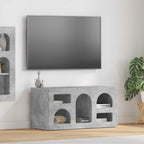 Petit Meuble TV Aspect Chêne Artisanal - 80 cm-Mon Meuble TV-Gris béton-15