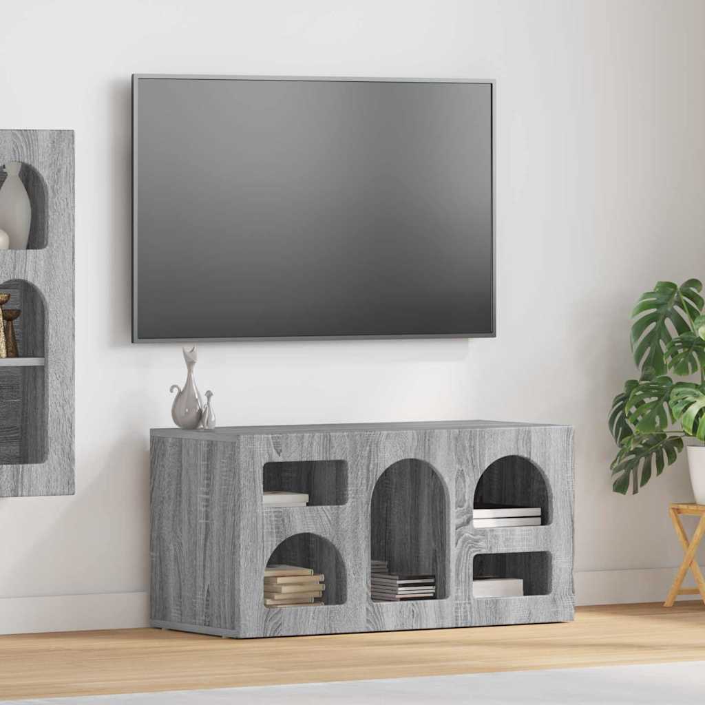 Petit Meuble TV Aspect Chêne Artisanal - 80 cm-Mon Meuble TV-Sonoma gris-19